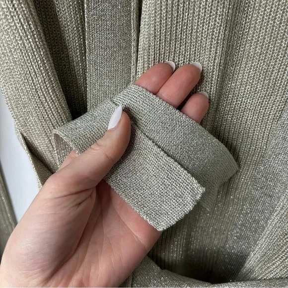 L’Agence Rhea Open Front Tie Knit Cardigan Sweater Gold Women’s Large Hybrid
